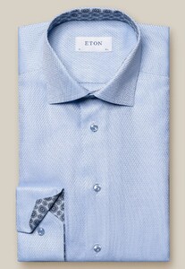 Eton Dobby Rich Texture Medallion Contrast Details Overhemd Licht Blauw