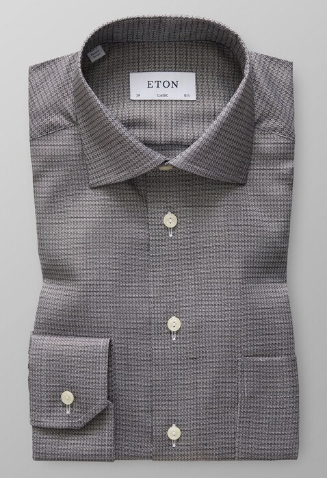 Eton Dobby Structure Cotton Tencel Shirt Black