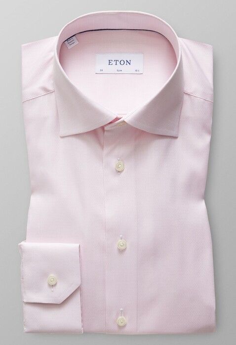 Eton Dobby Structure Uni Cutaway Overhemd Zacht Roze Melange