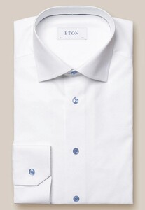 Eton Dobby Subtle Geometric Pattern Fine Texture Shirt White