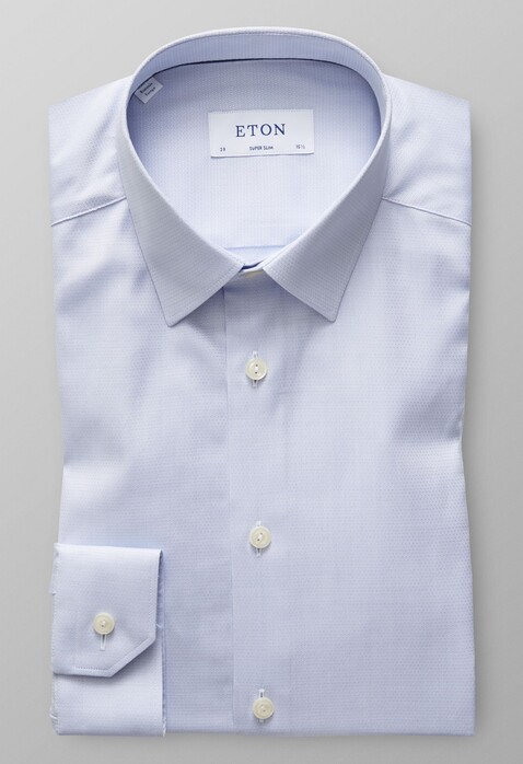 Eton Dobby Uni Structure Overhemd Blauw