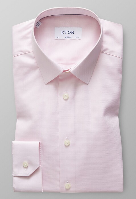 Eton Dobby Uni Structure Overhemd Zacht Roze Melange
