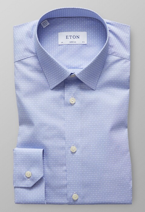 Eton Dot Floral Poplin Fantasy Shirt Light Blue