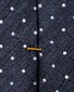 Eton Dotted Checked Silk Linen Irregular Texture Tie Navy