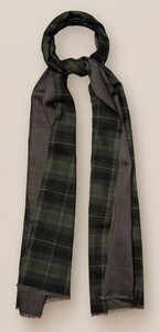 Eton Double Sided Wool Check Sjaal Donker Groen