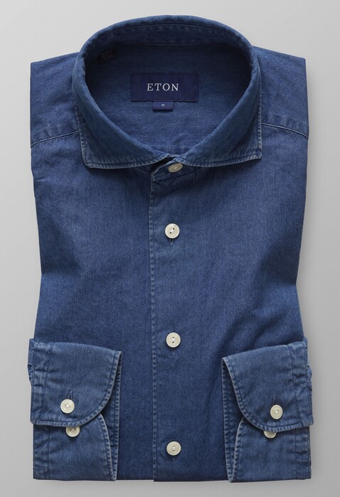 Eton Dressy Denim Shirt Dark Blue Extra Melange