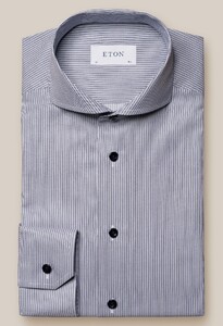Eton Dual Striped Signature Twill Tone-on-Tone Buttons Shirt Blue