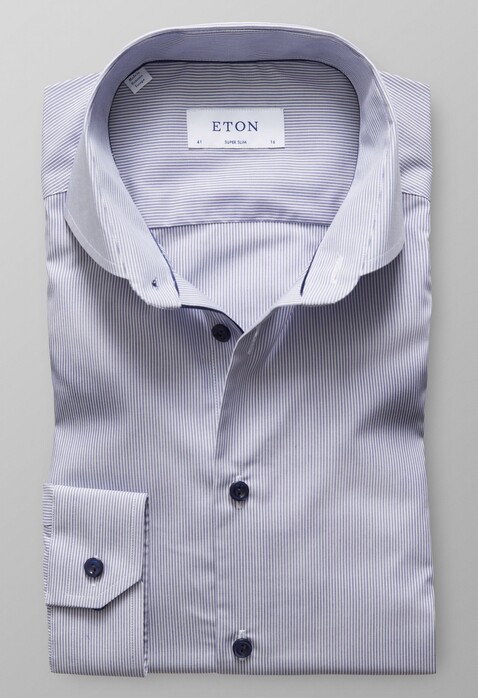 Eton Duo Fine Striped Poplin Shirt Dark Navy