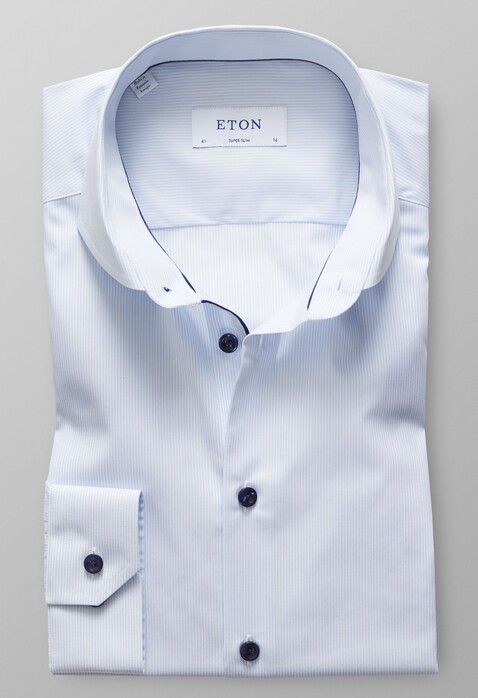 Eton Duo Fine Striped Poplin Shirt Evening Blue