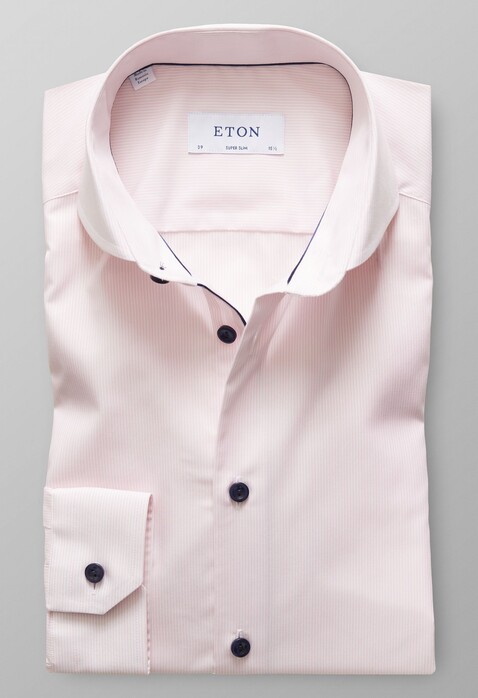 Eton Duo Fine Striped Poplin Shirt Pink