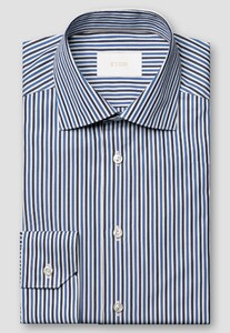 Eton Duo Stripe Luxury Organic Supima Cotton 120 Poplin Overhemd Donker Blauw