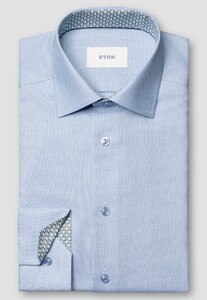 Eton Elegant 3D Texture Luxury Cotton Soft Touch Signature Dobby Overhemd Licht Blauw