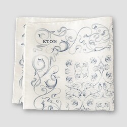 Eton Elegant Floral Motif Luxury Silk Oxford Weave Pochet Wit