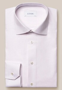 Eton Elegant Texture Dobby Weave Contrast Button Thread Overhemd Licht Roze