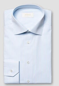 Eton Elevated Poplin Bengal Striped Organic Supima Cotton Shirt Light Blue