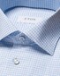 Eton Elevated Poplin Fine Check Mother of Pearl Buttons Supima Cotton Shirt Light Blue