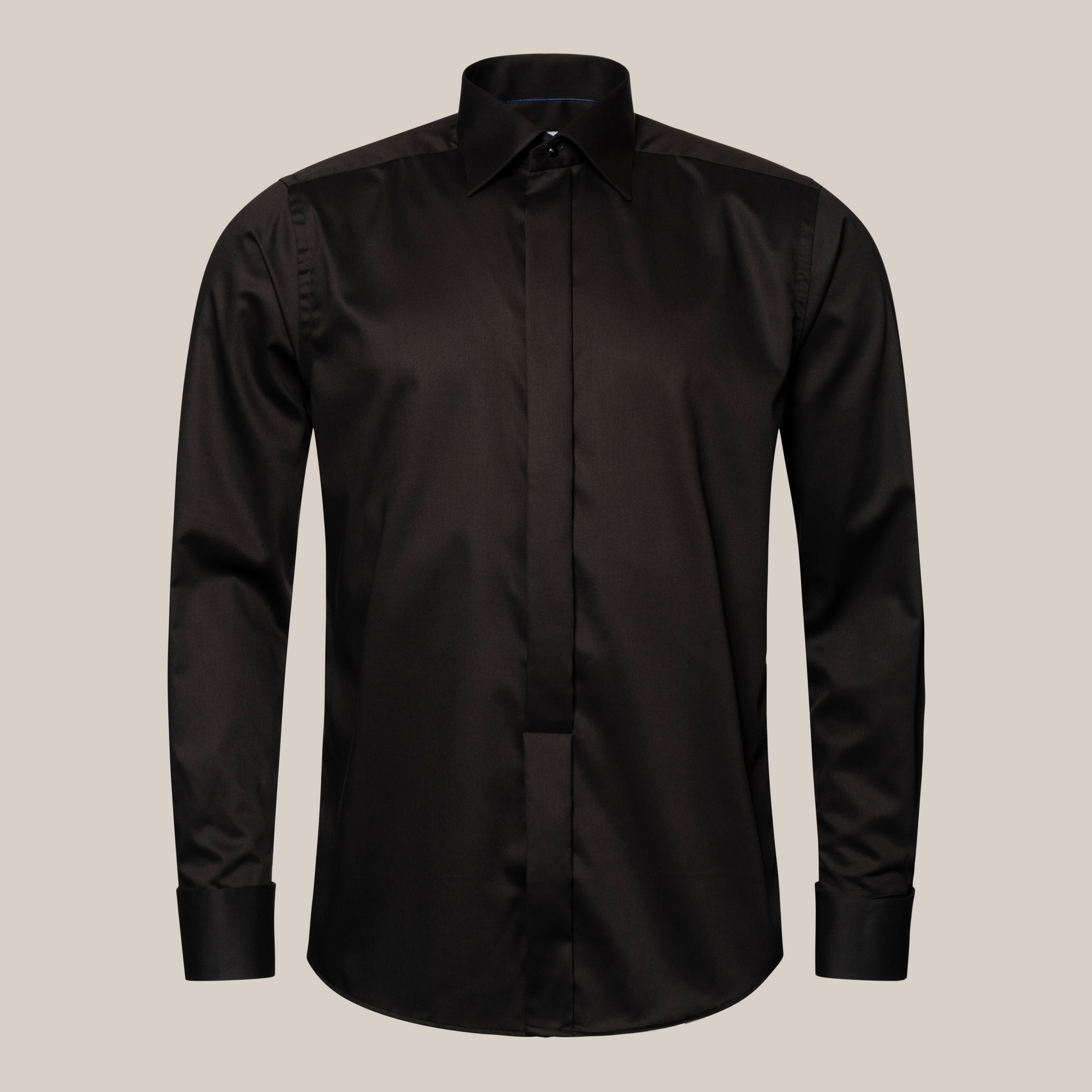 Eton Evening Cut Away Tuxedo Shirt Hidden Buttons Black