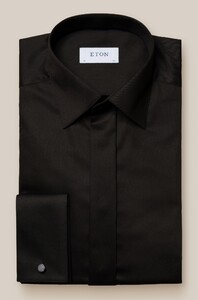 Eton Evening Cut Away Tuxedo Shirt Hidden Buttons Black
