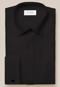 Eton Evening Jacquard Subtle Floral Pattern Mother of Pearl Buttons Shirt Black