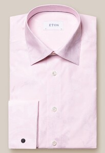 Eton Evening Jacquard Subtle Floral Pattern Mother of Pearl Buttons Shirt Light Pink