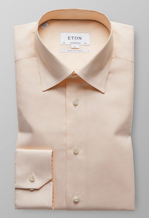 Eton Extra Long Sleeve Royal Dobby Overhemd Licht Oranje Melange