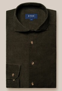 Eton Extra Soft Baby Corduroy Horn-Effect Buttons Overhemd Donker Groen