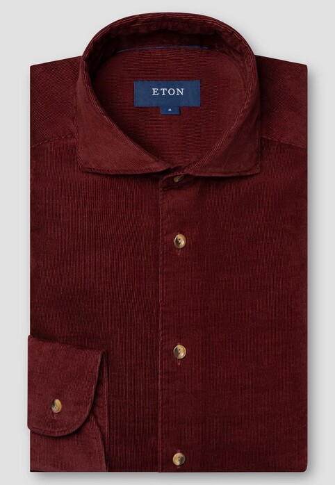 Eton Extra Soft Baby Corduroy Horn-Effect Buttons Overhemd Donker Rood