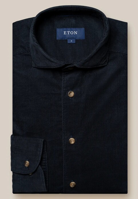 Eton Extra Soft Baby Corduroy Horn-Effect Buttons Overhemd Navy