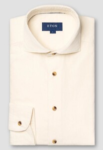 Eton Extra Soft Baby Corduroy Horn-Effect Buttons Overhemd Off White