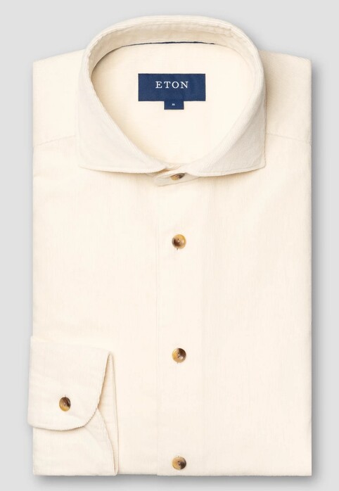 Eton Extra Soft Baby Corduroy Horn-Effect Buttons Overhemd Off White