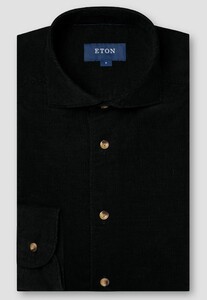 Eton Extra Soft Baby Corduroy Horn-Effect Buttons Overhemd Zwart