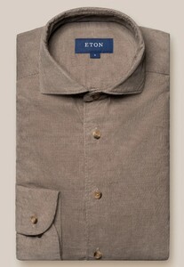 Eton Extra Soft Baby Corduroy Horn-Effect Buttons Shirt Light Brown