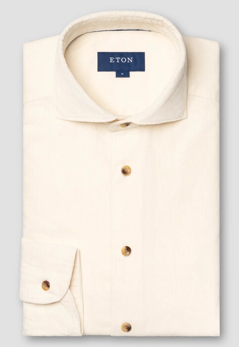 Eton Extra Soft Finish Baby Corduroy Garment Washed Overhemd Off White