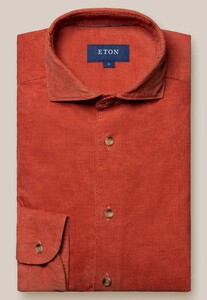 Eton Extra Soft Finish Baby Corduroy Garment Washed Overhemd Oranje