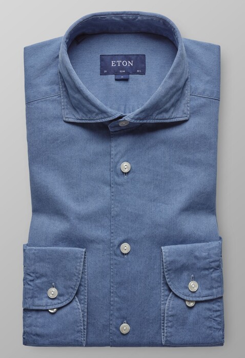 Eton Extreme Cutaway Lightweight Denim Shirt Evening Blue