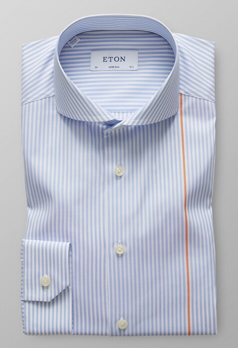 Eton Extreme Cutaway Single Contrast Overhemd Licht Blauw