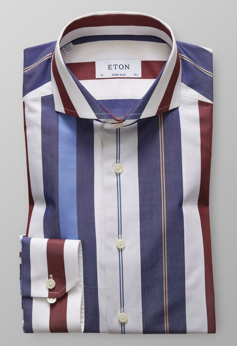 Eton Extreme Cutaway Striped Cotton Tencel Overhemd Multicolor