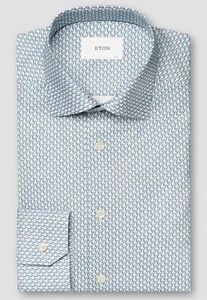 Eton Fantasy 3D Effect Parrots Pattern Soft Touch Signature Twill Overhemd Licht Blauw