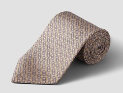Eton Fantasy Chain Pattern Silk Twill Tie Beige