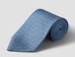Eton Fantasy Chain Pattern Silk Twill Tie Blue