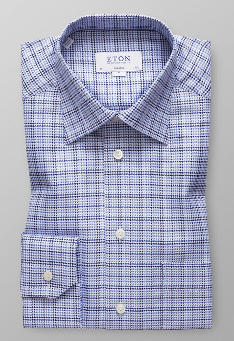 Eton Fantasy Check Overhemd Diep Blauw