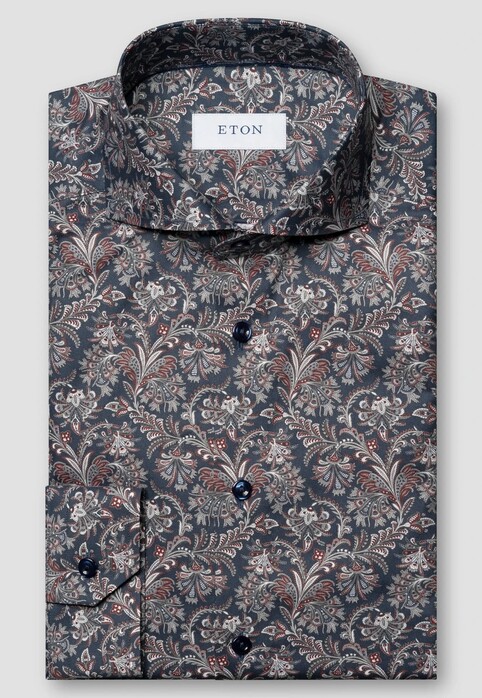 Eton Fantasy Floral Paisley Pattern Overhemd Navy