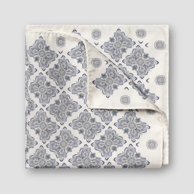 Eton Fantasy Floral Silk Pocket Square Light Blue