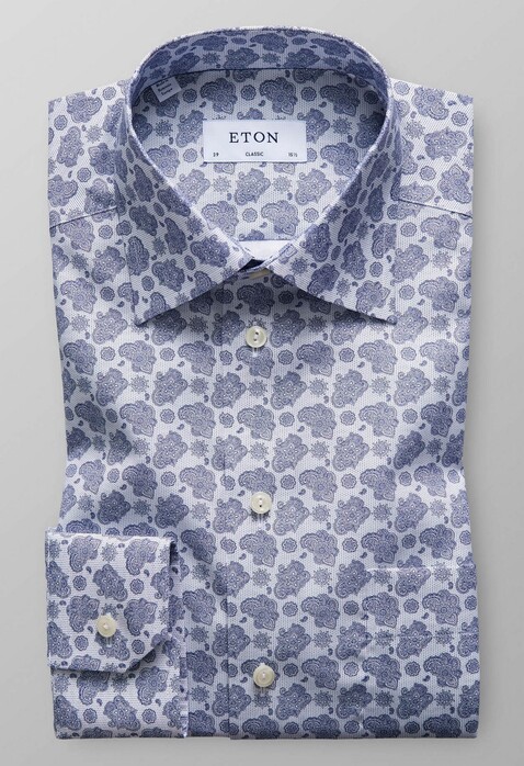 Eton Fantasy Paisley Poplin Shirt Blue