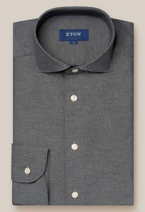 Eton Faux-Uni Flanel Wide-Spread Collar Overhemd Donker Blauw