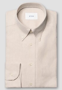 Eton Faux-Uni Royal Oxford Cotton Button-Down Overhemd Beige