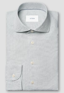 Eton Faux-Uni Royal-Oxford Soft Touch Sumptuous Texture Cotton  Overhemd Bruingroen