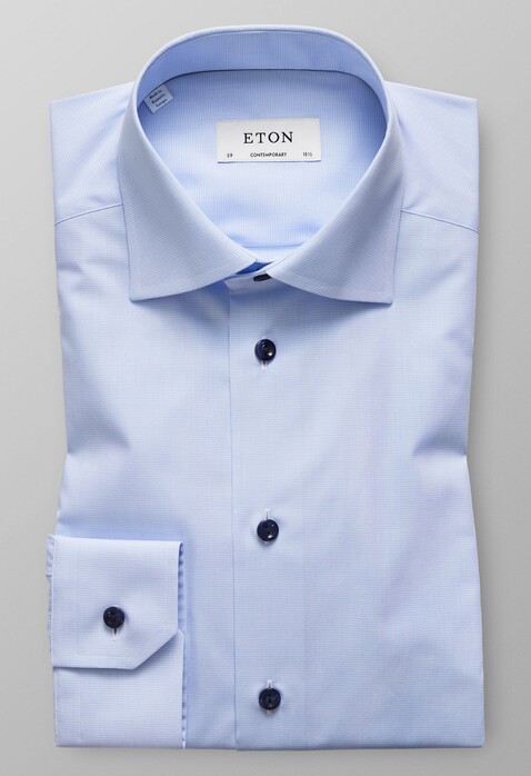 Eton Faux Uni Shirt Light Blue