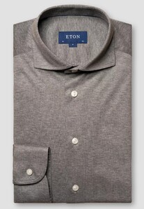 Eton Filo di Scozia Cotton Jersey Wide Spread Collar Overhemd Donker Grijs