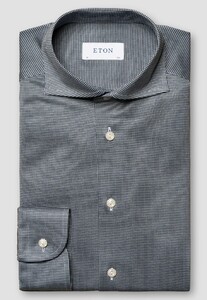 Eton Filo di Scozia Cotton King Knit Mini Check Overhemd Navy
